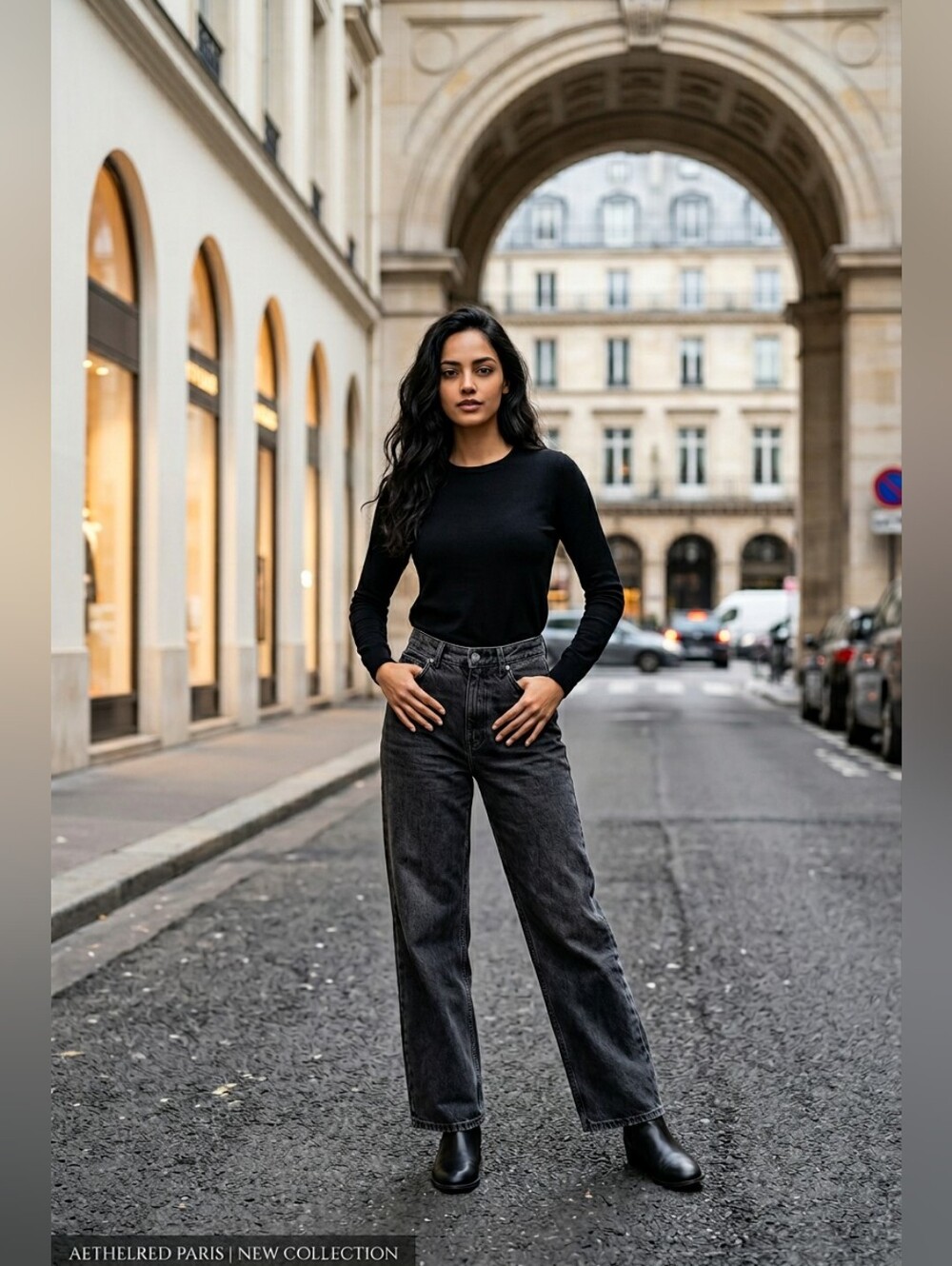 Zara Washed Black Straight-Leg Jeans